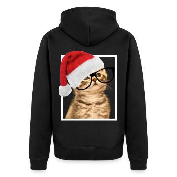 CHRISTMAS Shirt Christmas Cat Kitten Cats - Unisex Premium Organic Zip Hoodie - black - Back - Nico (187cm)