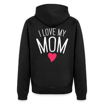 I love my mom - Unisex Premium Bio Zip Hoodie - Schwarz - Hinten - Nico (187cm)