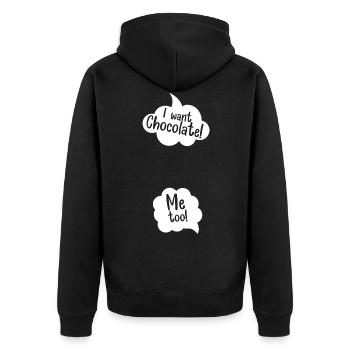 I want Chocolate Me too, Pregnant Woman Speech Bub - Unisex Premium Bio Zip Hoodie - Schwarz - Hinten - Nico (187cm)