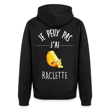Je peux pas j ai raclette - Veste à capuche bio Premium Unisexe - noir - Dos - Nico (187cm)