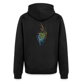 Bier Brauer I Hopfen Malz Bierbrauer Motiv für - Unisex Premium Bio Zip Hoodie - Schwarz - Hinten - Nico (187cm)