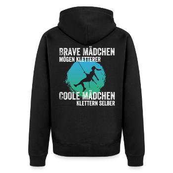 Brave Mädchen mögen Kletterer Coole Mädchen Klette - Unisex Premium Bio Zip Hoodie - Schwarz - Hinten - Nico (187cm)