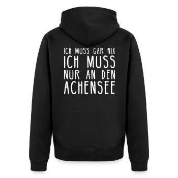 Achsensee I Tirol Jenbach Österreich Motiv für - Unisex Premium Bio Zip Hoodie - Schwarz - Hinten - Nico (187cm)