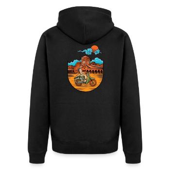 Vietnam I Saigon Roller Pho Bo Reise Motiv für - Unisex Premium Bio Zip Hoodie - Schwarz - Hinten - Nico (187cm)
