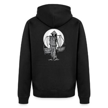 Vietnam I Saigon Roller Pho Bo Reise Motiv für - Unisex Premium Bio Zip Hoodie - Schwarz - Hinten - Nico (187cm)