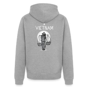 Vietnam I Hanoi Scooter Pho Bo Motif de voyage pour - Veste à capuche bio Premium Unisexe - gris chiné - Dos - Nico (187cm)