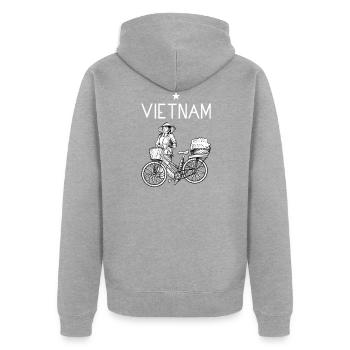 Vietnam I Hanoi Scooter Pho Bo Motif de voyage pour - Veste à capuche bio Premium Unisexe - gris chiné - Dos - Nico (187cm)