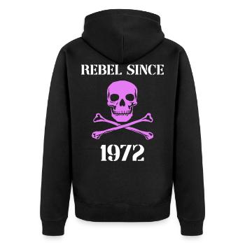 Rebelle depuis 1972 - Veste à capuche bio Premium Unisexe - noir - Dos - Nico (187cm)