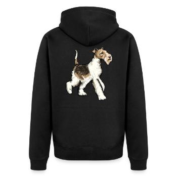 Foxterrier Hund I Jagdhund Züchter Frauchen Motiv - Unisex Premium Bio Zip Hoodie - Schwarz - Hinten - Nico (187cm)