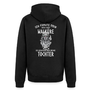 Walküre und Tochter I Wikinger Valhalla Motiv für - Unisex Premium Bio Zip Hoodie - Schwarz - Hinten - Nico (187cm)