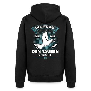 Brieftauben Shirt Tauben Flüsterer Taubenzüchter - Unisex Premium Bio Zip Hoodie - Schwarz - Hinten - Nico (187cm)