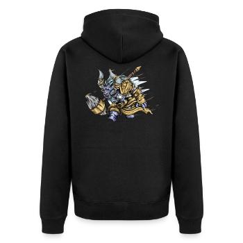 Minotaurus I Fabelwesen altes Griechenland Motiv - Unisex Premium Bio Zip Hoodie - Schwarz - Hinten - Nico (187cm)