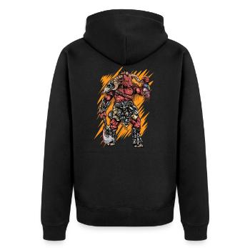 Minotaurus I Fabelwesen altes Griechenland Motiv - Unisex Premium Bio Zip Hoodie - Schwarz - Hinten - Nico (187cm)