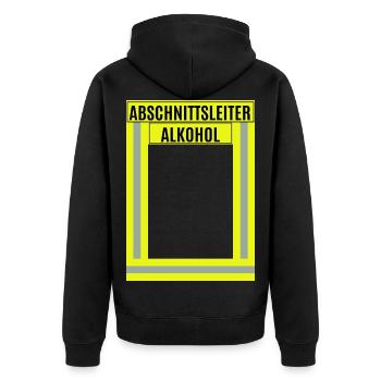 Abschnittsleiter - Unisex Premium Bio Zip Hoodie - Schwarz - Hinten - Nico (187cm)