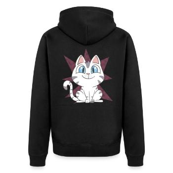 Cute Cat - Unisex Premium Organic Zip Hoodie - black - Back - Nico (187cm)