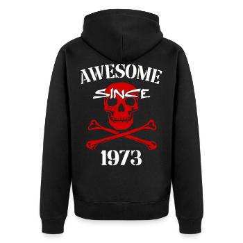 Awesome since 1973 Red Skull - Unisex Premium Organic Zip Hoodie - black - Back - Nico (187cm)