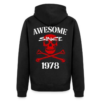 Awesome since 1978 Red Skull - Unisex Premium Organic Zip Hoodie - black - Back - Nico (187cm)