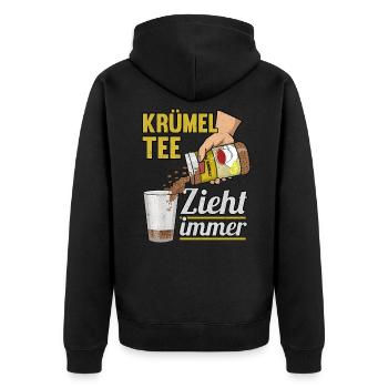 Instant Tee Krümeltee Zitronentee Granulat - Unisex Premium Bio Zip Hoodie - Schwarz - Hinten - Nico (187cm)