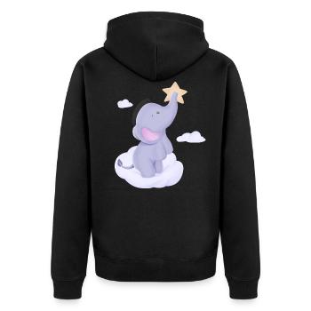 Baby Elephant Drôle De T-shirt Doux Idée Cadeau - Veste à capuche bio Premium Unisexe - noir - Dos - Nico (187cm)