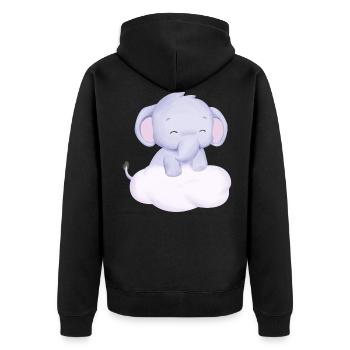 Baby Elephant Funny Sweet T-shirt Gift Idea - Unisex Premium Organic Zip Hoodie - black - Back - Nico (187cm)