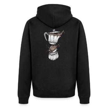 Kaffee I Kaffeebohne Siebträger Espresso Motiv für - Unisex Premium Bio Zip Hoodie - Schwarz - Hinten - Nico (187cm)