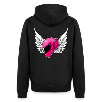 Motorradfahrerin motorradhelm pink - Unisex Premium Bio Zip Hoodie - Schwarz - Hinten - Nico (187cm)