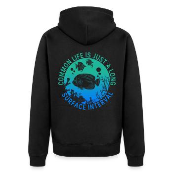 Korallenriff Taucher Design, Tauchen - Unisex Premium Bio Zip Hoodie - Schwarz - Hinten - Nico (187cm)