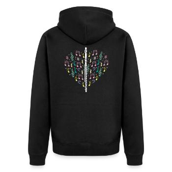 Flute I Musical Instrument Orchestra Motif for - Unisex Premium Organic Zip Hoodie - black - Back - Nico (187cm)