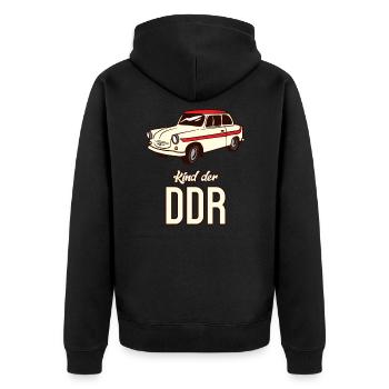 Kind der DDR I Staatswappen NVA Ostdeutschland für - Unisex Premium Bio Zip Hoodie - Schwarz - Hinten - Nico (187cm)