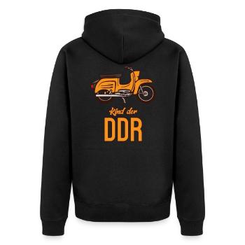 Kind der DDR I Staatswappen NVA Ostdeutschland für - Unisex Premium Bio Zip Hoodie - Schwarz - Hinten - Nico (187cm)