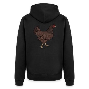 Barnevelder Huhn I Chicken Geflügel Motiv für - Unisex Premium Bio Zip Hoodie - Schwarz - Hinten - Nico (187cm)