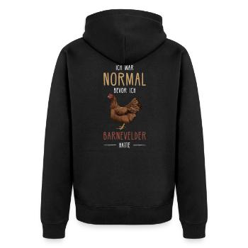 Barnevelder Huhn I Chicken Geflügel Motiv für - Unisex Premium Bio Zip Hoodie - Schwarz - Hinten - Nico (187cm)