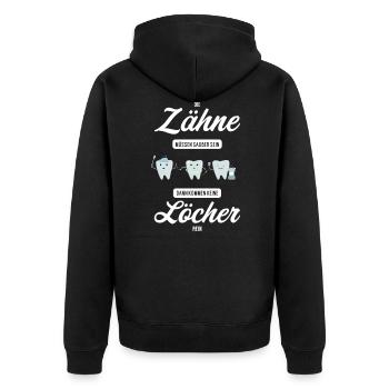 Zahnarzt zahnmedizinische Fachangestellte I Zahn - Unisex Premium Bio Zip Hoodie - Schwarz - Hinten - Nico (187cm)