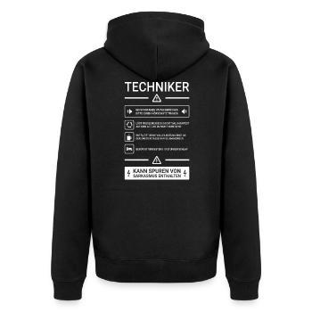 Staatlich geprüfter Techniker I Abschlussprüfung - Unisex Premium Bio Zip Hoodie - Schwarz - Hinten - Nico (187cm)