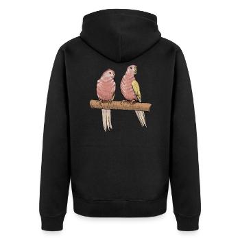 Bourkesittich I Rosenbauchsittich Motiv für Vogel - Unisex Premium Bio Zip Hoodie - Schwarz - Hinten - Nico (187cm)