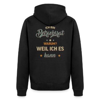 Betriebsrat Arbeitnehmer Vertreter Gewerkschaft - Unisex Premium Bio Zip Hoodie - Schwarz - Hinten - Nico (187cm)
