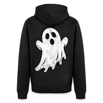 Ghost - Unisex Premium Organic Zip Hoodie - black - Back - Nico (187cm)