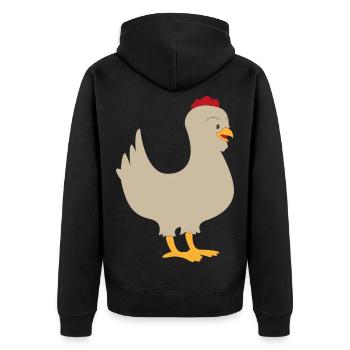 Huhn - Unisex Premium Bio Zip Hoodie - Schwarz - Hinten - Nico (187cm)