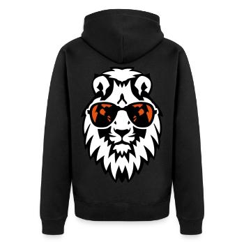 lion animal sun glasses - Unisex Premium Organic Zip Hoodie - black - Back - Nico (187cm)