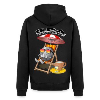 Sieste apéro pétanque - Veste à capuche bio Premium Unisexe - noir - Dos - Nico (187cm)