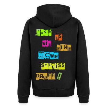 Mach es wie eine Möwe scheiß Drauf - Unisex Premium Bio Zip Hoodie - Schwarz - Hinten - Nico (187cm)