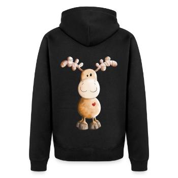 Rennes avec coeur - mignon - drôle - Veste à capuche bio Premium Unisexe - noir - Dos - Nico (187cm)