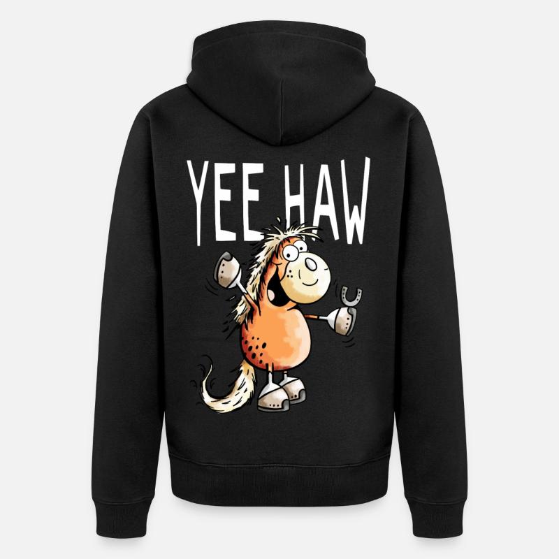Yee Haw Cheval - Cheveaux - Comique - Veste à capuche bio Premium Unisexe - noir