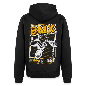 Vélo BMX | Roue BMX | Cool BMX | Idée cadeau - Veste à capuche bio Premium Unisexe - noir - Dos - Nico (187cm)