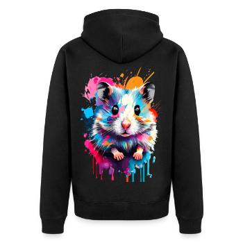 Hamsters Colorful - European Hamster, Golden Hamster, Rodent - Unisex Premium Organic Zip Hoodie - black - Back - Nico (187cm)
