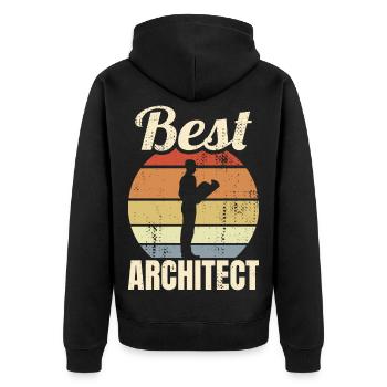 Toller Architekt - Unisex Premium Bio Zip Hoodie - Schwarz - Hinten - Nico (187cm)