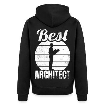 Bester Architekt - Unisex Premium Bio Zip Hoodie - Schwarz - Hinten - Nico (187cm)