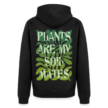 Plants Are My Soulmates Schriftzug - Unisex Premium Bio Zip Hoodie - Schwarz - Hinten - Nico (187cm)