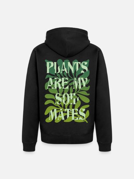 Plants Are My Soulmates Schriftzug - Unisex Premium Bio Zip Hoodie - Schwarz