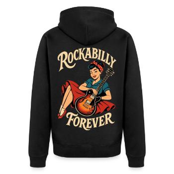 Femme du renouveau du rockabilly avec guitare - Veste à capuche bio Premium Unisexe - noir - Dos - Nico (187cm)